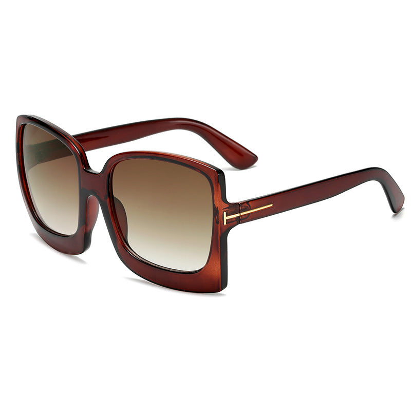 Leopard color large frame sunglasses - Zalixer