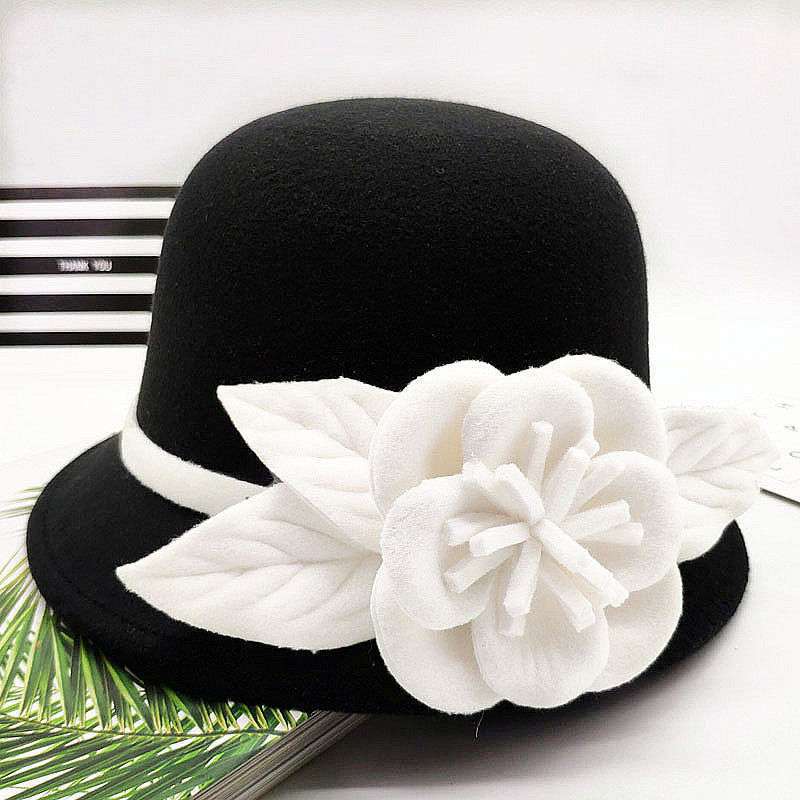 Retro Black And White Flower Fashion Hat Casual - Zalixer