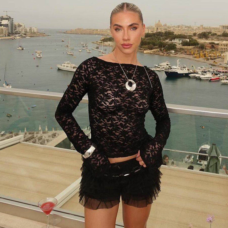 European And American Fashion Sexy Lace Low Waist Base Shorts - Zalixer