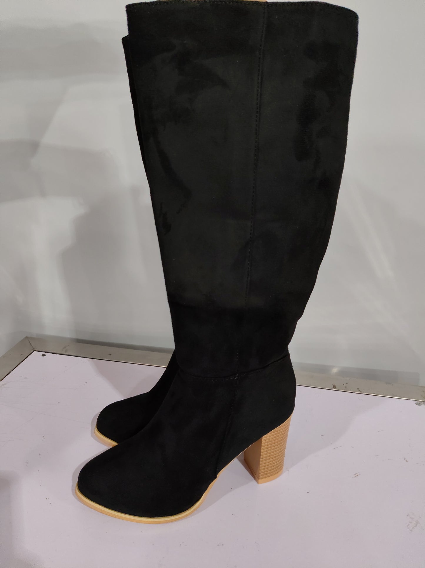 Womens Boots Shoes Heeled Knee High Elegant Solid Color Zipper - Zalixer