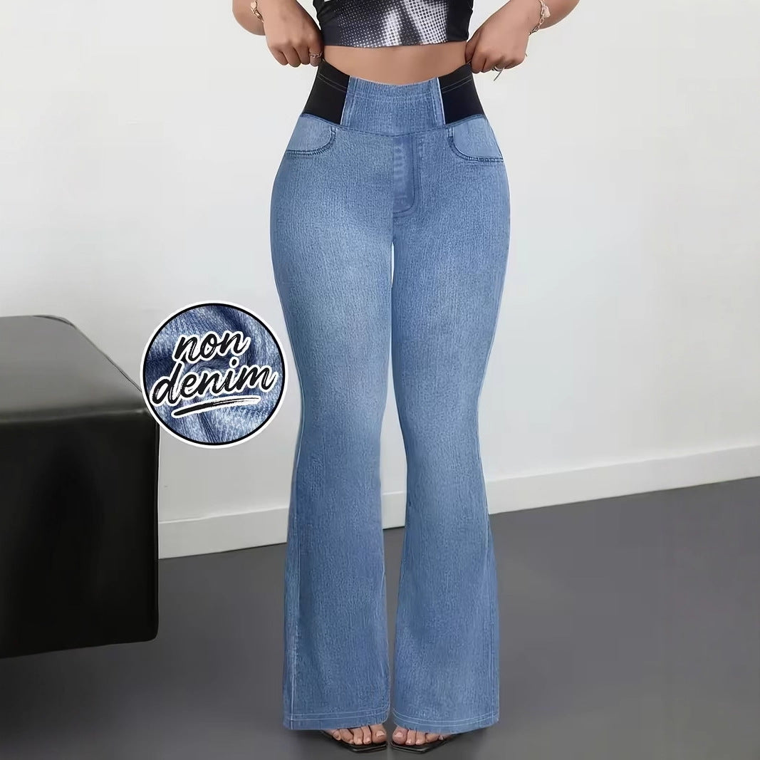 Womens Elastic Waist Slim-Fit Pants Womens Apparel - Zalixer