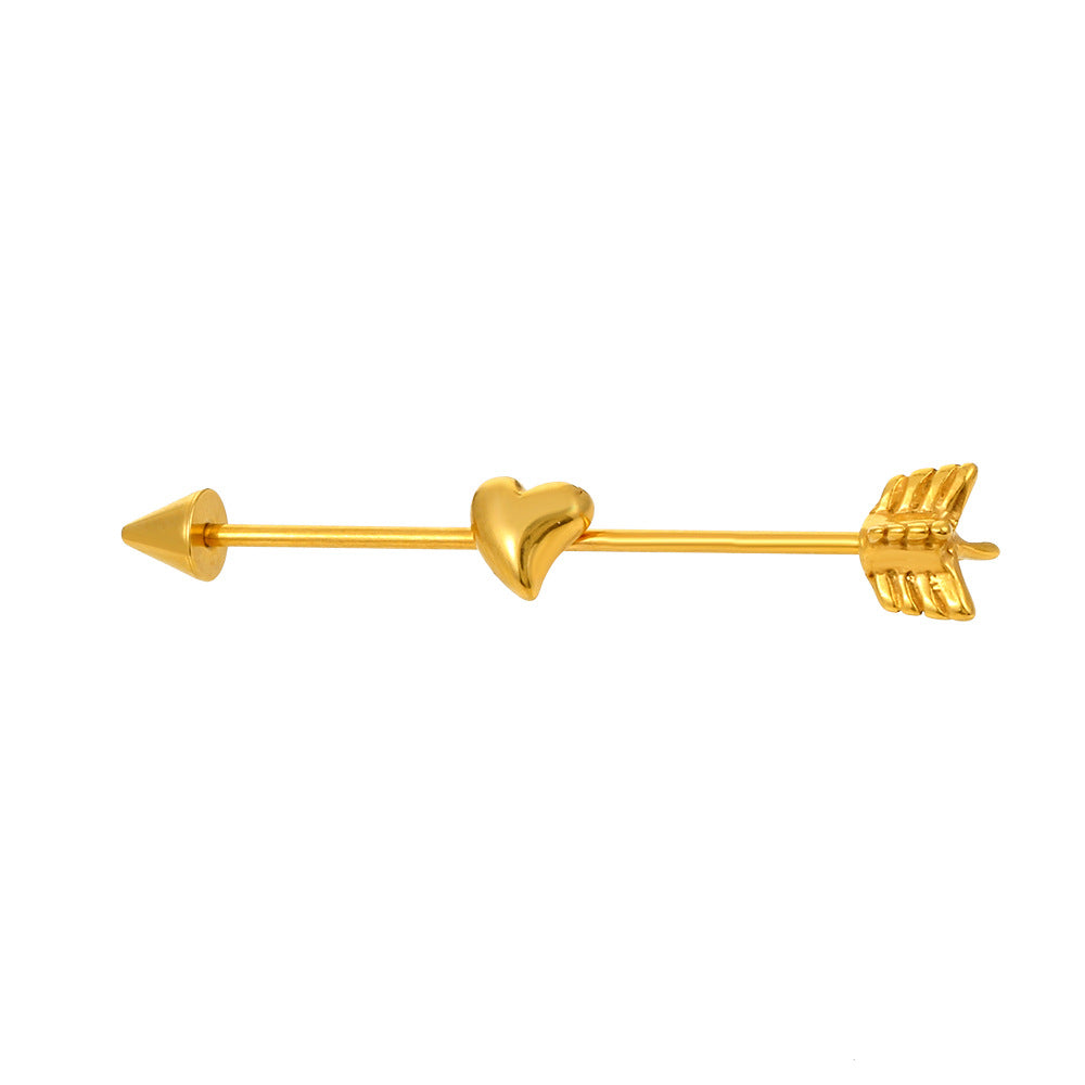 Stainless Steel Piercing Jewelry Cold Wind Love Ears Piercing Diagonal Stud Earrings