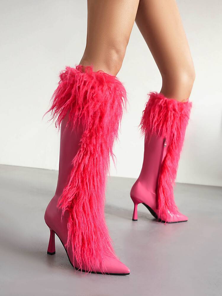 Womens Tassel Boots Stylish HighHeel Long Boots With A Side Zipper - Zalixer