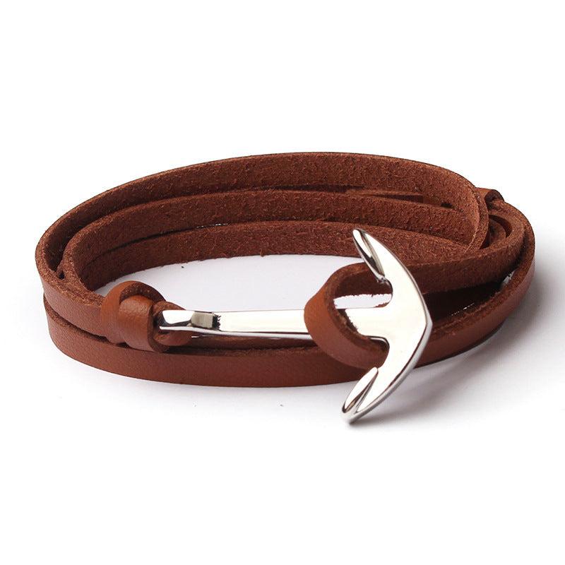 Imitation leather anchor bracelet