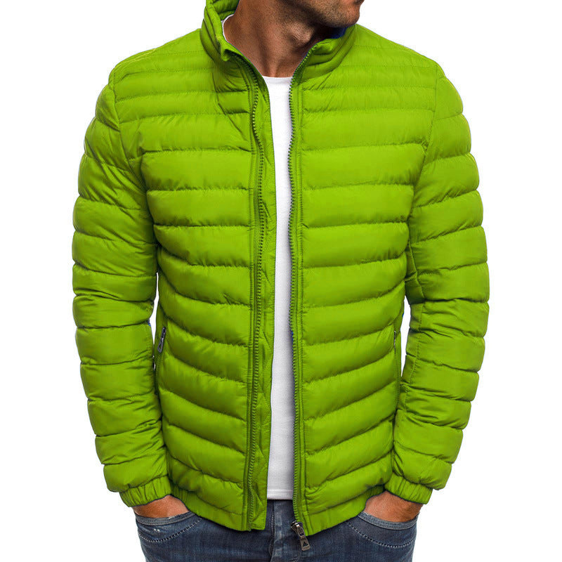 Men's Jacket Zipper Solid Color Long Sleeves Pockets Coldproof Autumn Thicken Cotton Padded Overcoat For Outdoor