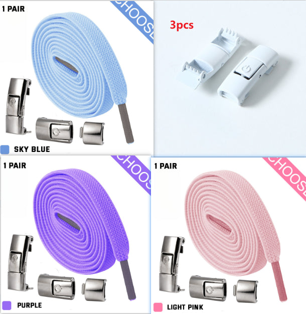 Press Lock Shoelaces Without Ties Elastic Laces Sneaker 8MM Widened Flat No Tie Shoe Laces Kids Shoelace For Shoes