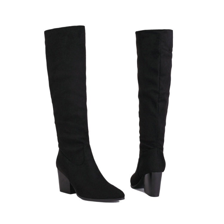 Womens Versatile Suede High-Top Boots - Zalixer