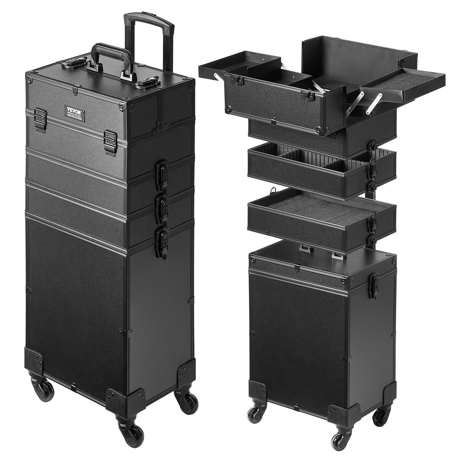 Kosmetikkoffer Mit Wärmeisolierender Schicht Make Up Tasche Aus MDF-Platte + Aluminiumrahmen Robust Und Verschleißfest Schminkkoffer Schminktasche Kosmetikbeutel Make-up-Organizer 353x253x745mm - Zalixer