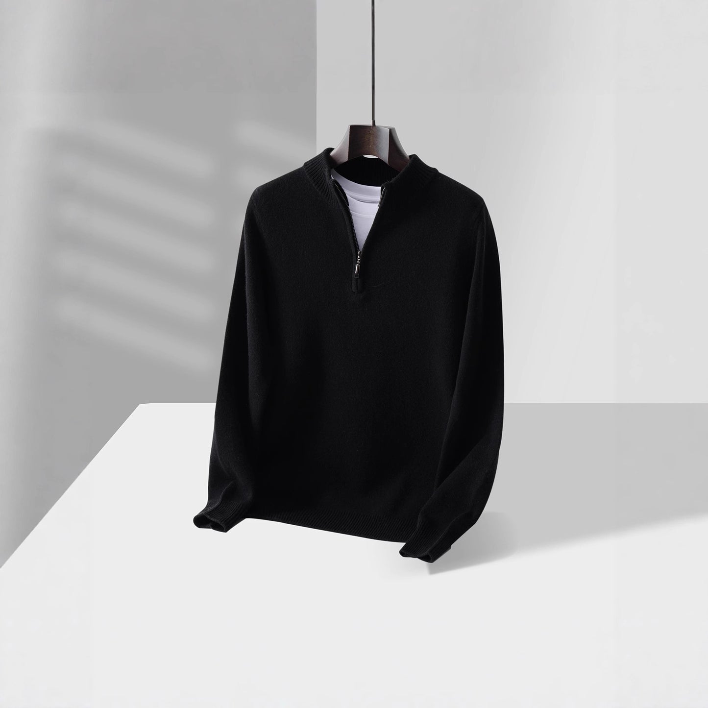 Mens Loose-Fit Half-Zip Turtleneck Thermal Sweater With Extra Padding