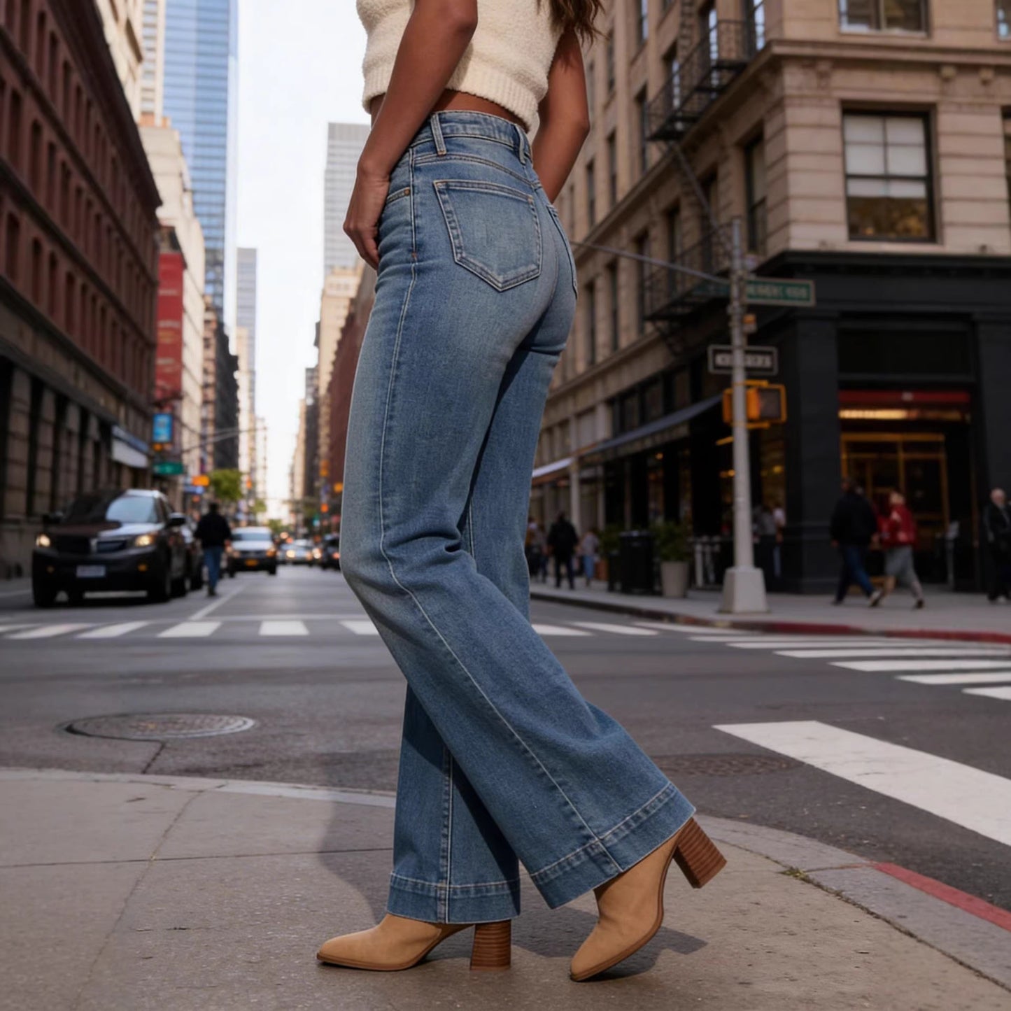 New Womens Mid-rise Bootcut Jeans - Zalixer