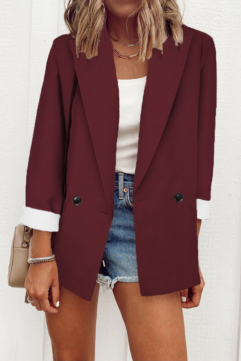 Temperament Slim Jacket Fashion Business Single Breasted Long Sleeve Casual Suit Top Clothing - Zalixer