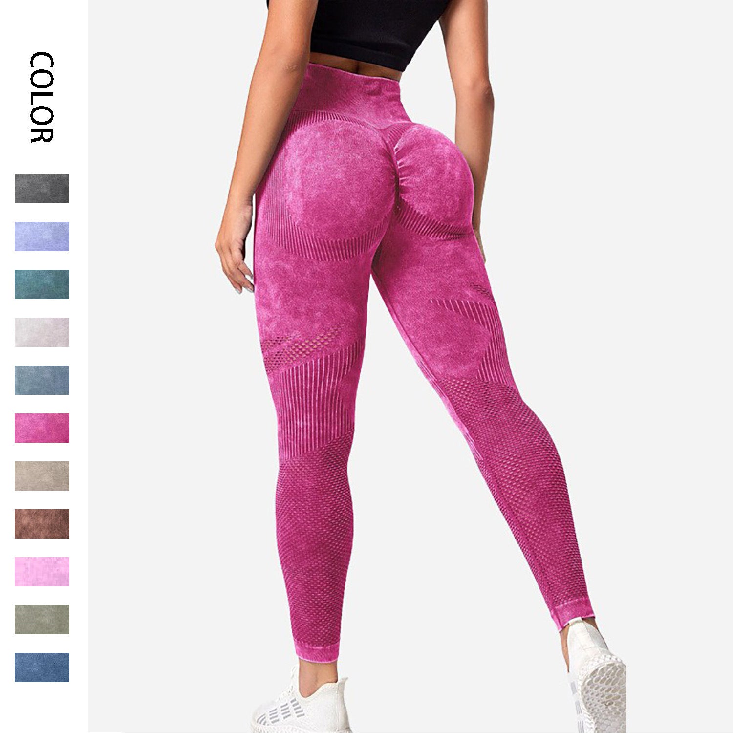 Hollow Design Seamless Leggings High Waist Hip Lifting Running Sports Fitness Yoga Pants Fashion Womens Clothing - Zalixer