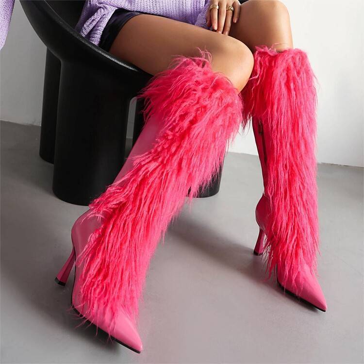 Womens Tassel Boots Stylish HighHeel Long Boots With A Side Zipper - Zalixer