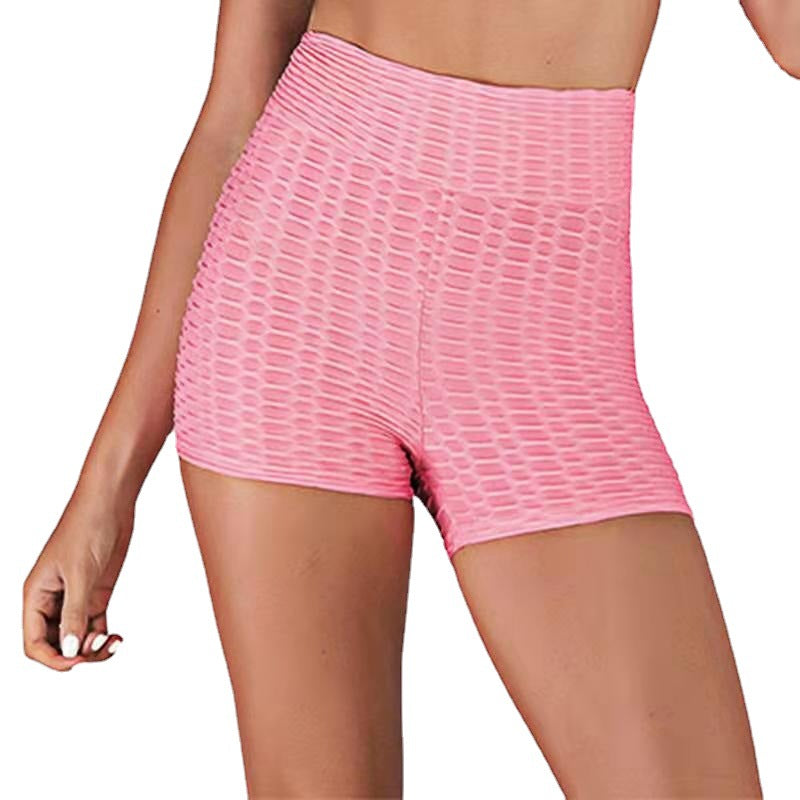 Yoga Pants Bubble Shorts Jacquard Yoga Sports Fitness Shorts Hip-fitting Shorts - Zalixer