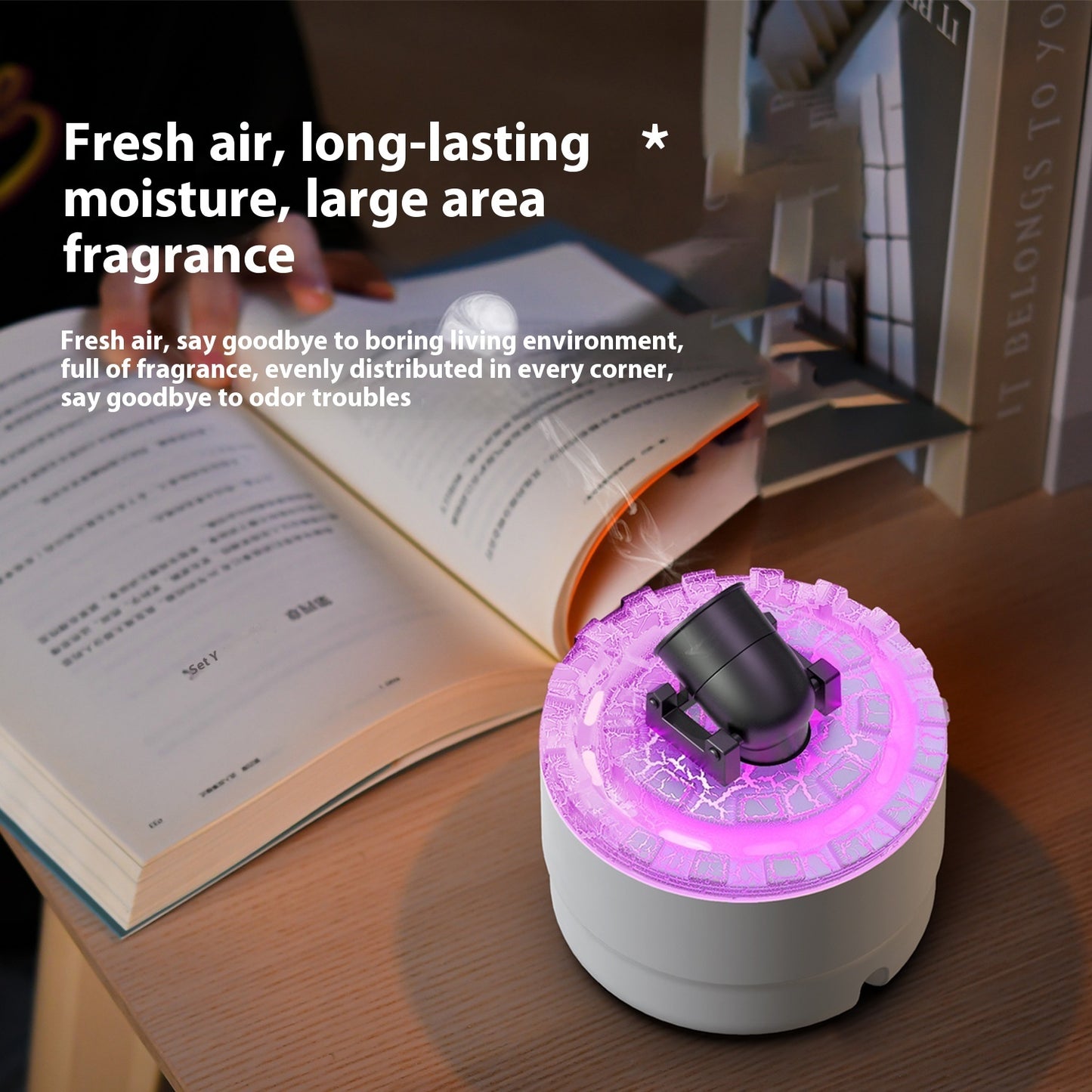 Battery Aroma Diffuser Convenient Home Bedroom Colorful Flame Ambience Light Large Spray Humidifier - Zalixer