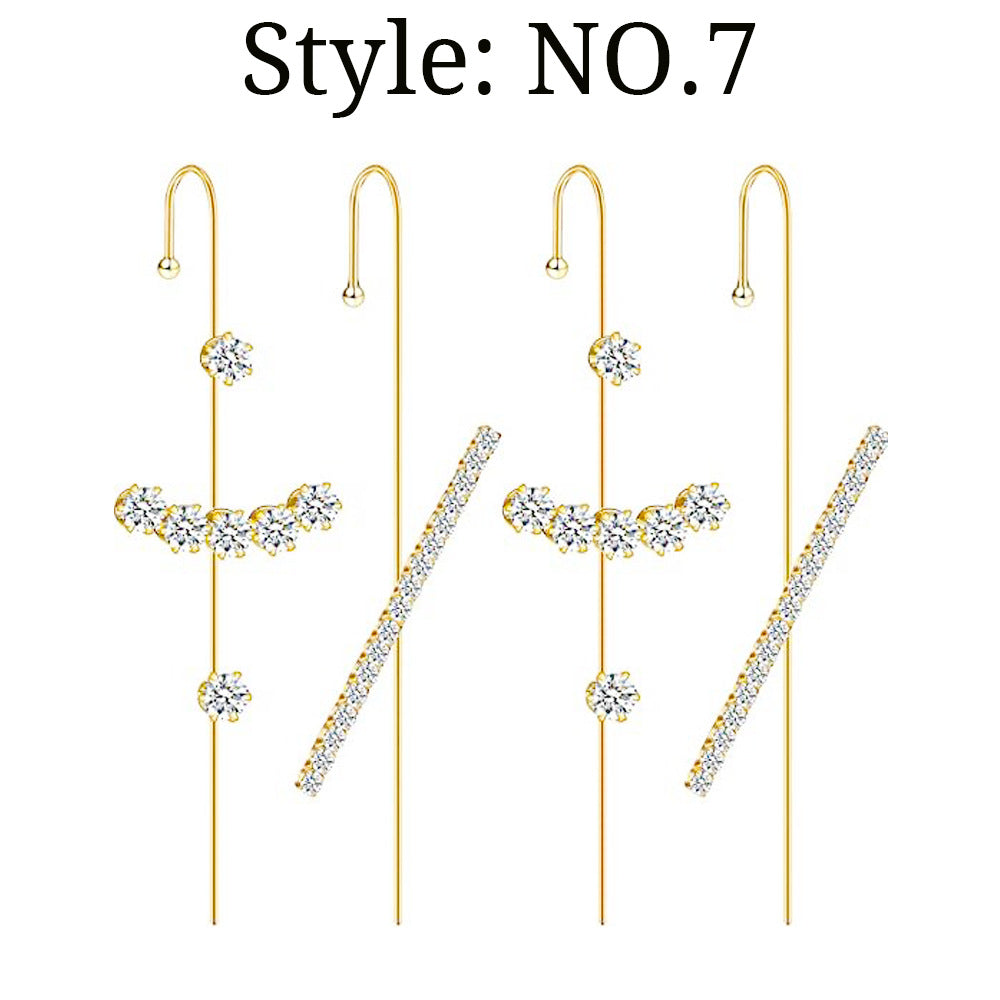 Zircon Earrings Slash Lightning Piercing Stud