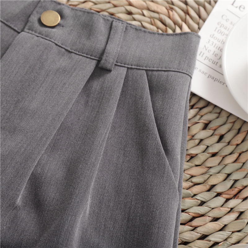 Solid Color All-match Roll-up Wide-leg Casual Shorts - Zalixer