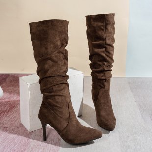 Womens Stylish Suede Stiletto-pointed Boots - Zalixer