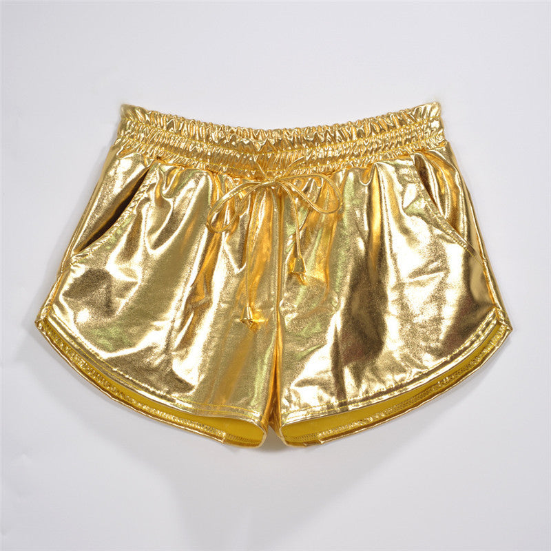 Shiny metallic casual booties shorts - Zalixer