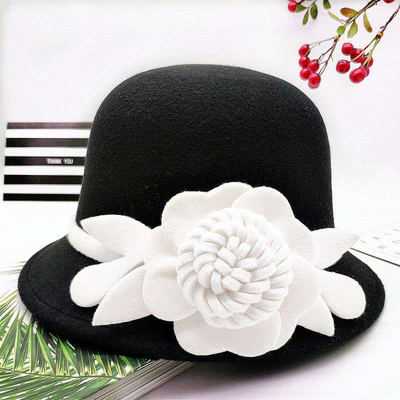Retro Black And White Flower Fashion Hat Casual - Zalixer
