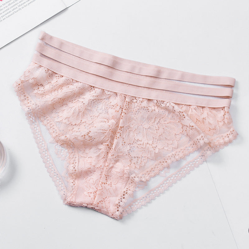 Lace panties hollow transparent mesh cotton - Zalixer