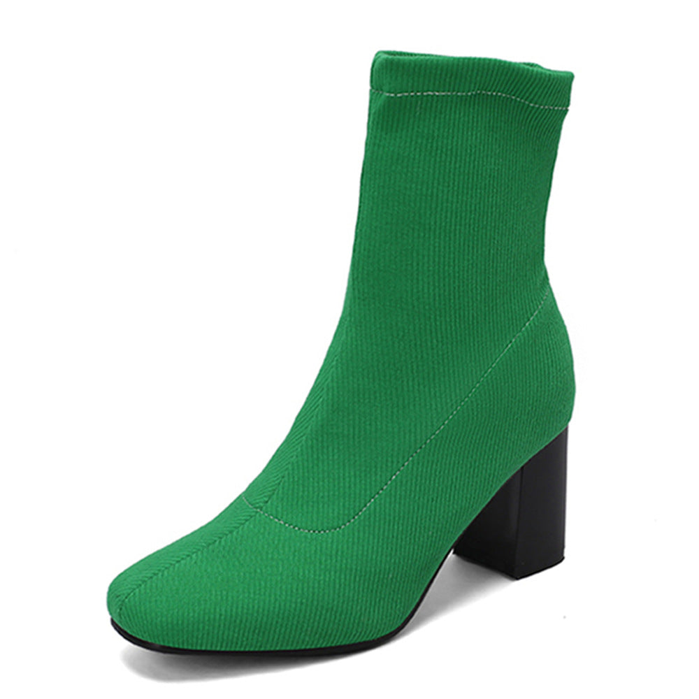 Womens Colorful Stretch Fabric Ankle Boots - Zalixer