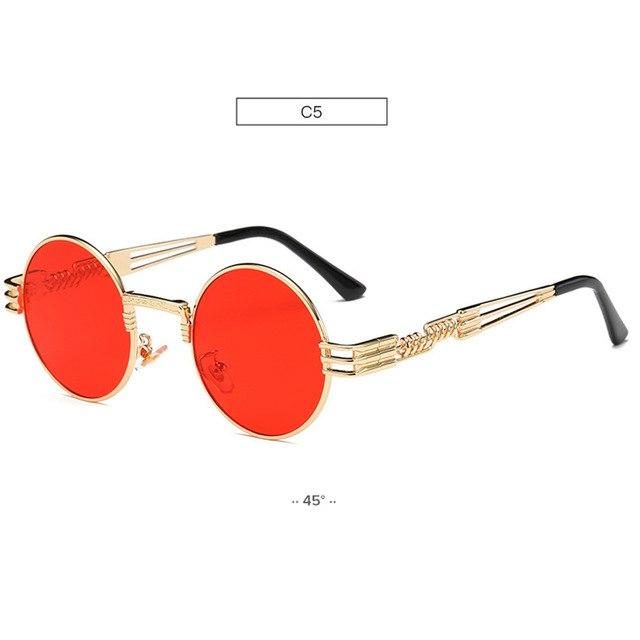 Gold Metal Fashion John Lennon Round Sunglasses Steampunk Sunglasses Mens Womens Retro Vintage Coating Mirrored Eyewear Shades - Zalixer