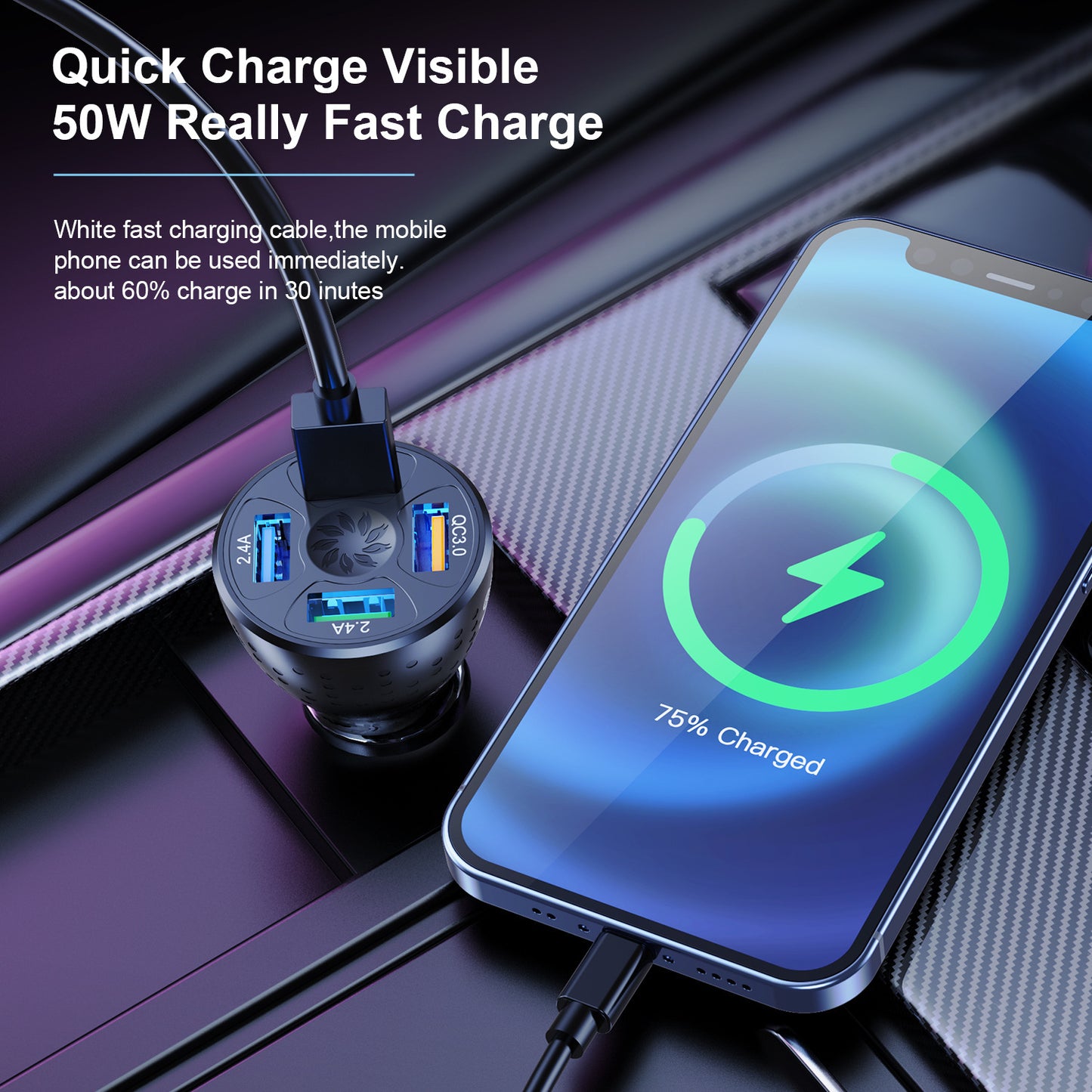 Fast Charging Car Charger One For Four Mobile Phones