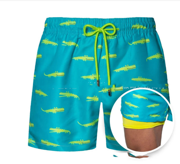 European And American Shorts Men's Beach Sports Pants Printed Double Shorts - Zalixer