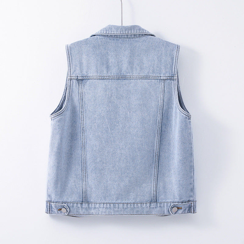 New Loose-fitting Waistcoat Denim Coat Women's Sleeveless Waistcoat Top - Zalixer