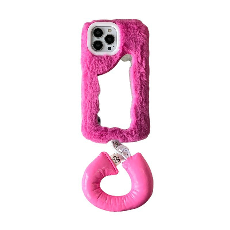 Fluffy Make-up Mirror Phone Shell - Zalixer