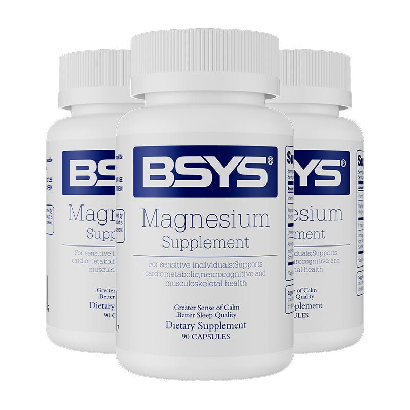 BSYS Magnesium Supplements Sleep & Anxiety Relief Aid Muscle Relaxation Support Heart Health & Blood Sugar Balance Formula Cognitive Function Enhancement Nighttime Wellness Supplement