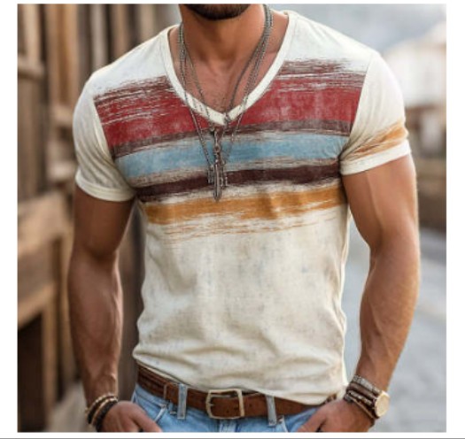 Mens 3D Digital-Print Short-Sleeve T-Shirt - Zalixer