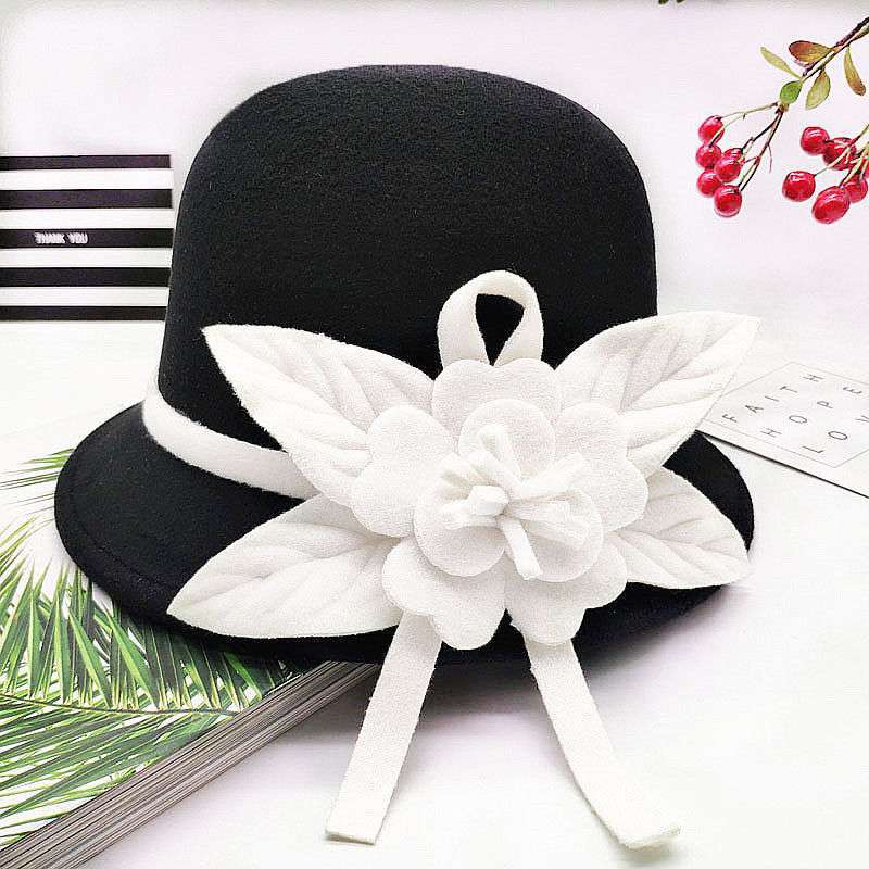 Retro Black And White Flower Fashion Hat Casual - Zalixer