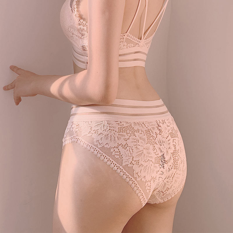 Lace panties hollow transparent mesh cotton - Zalixer