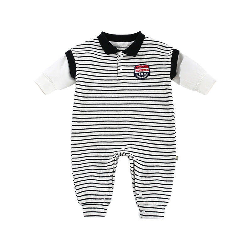 Baby Onesies Striped Male Baby Newborn Clothes Baby Autumn Clothes - Zalixer