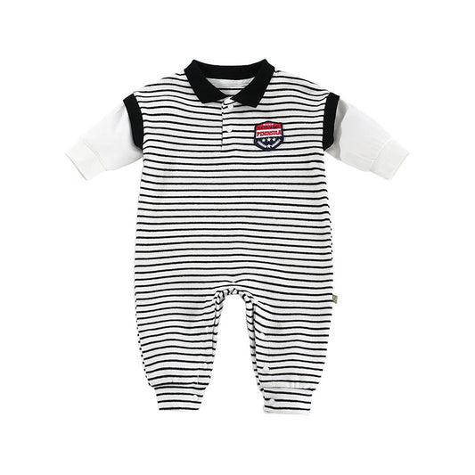 Baby Onesies Striped Male Baby Newborn Clothes Baby Autumn Clothes - Zalixer