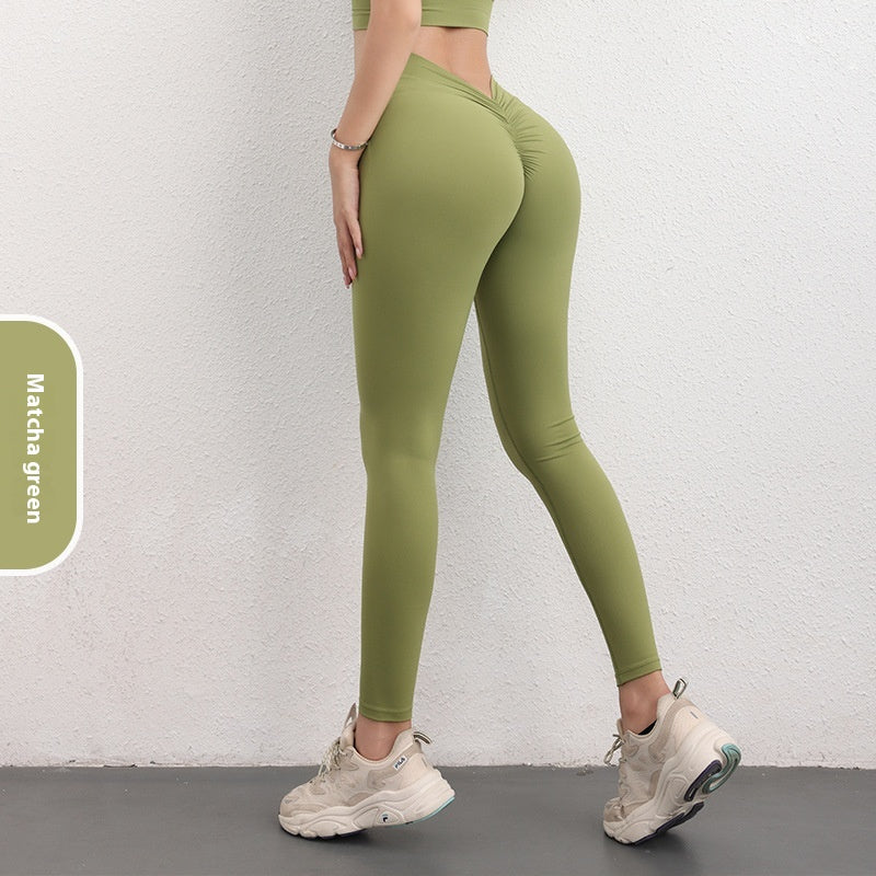 Fashion V-shaped Yoga Pants Ins High Waist Trousers Hip Lifting Sports Fitness Pants Womens Clothing - Zalixer