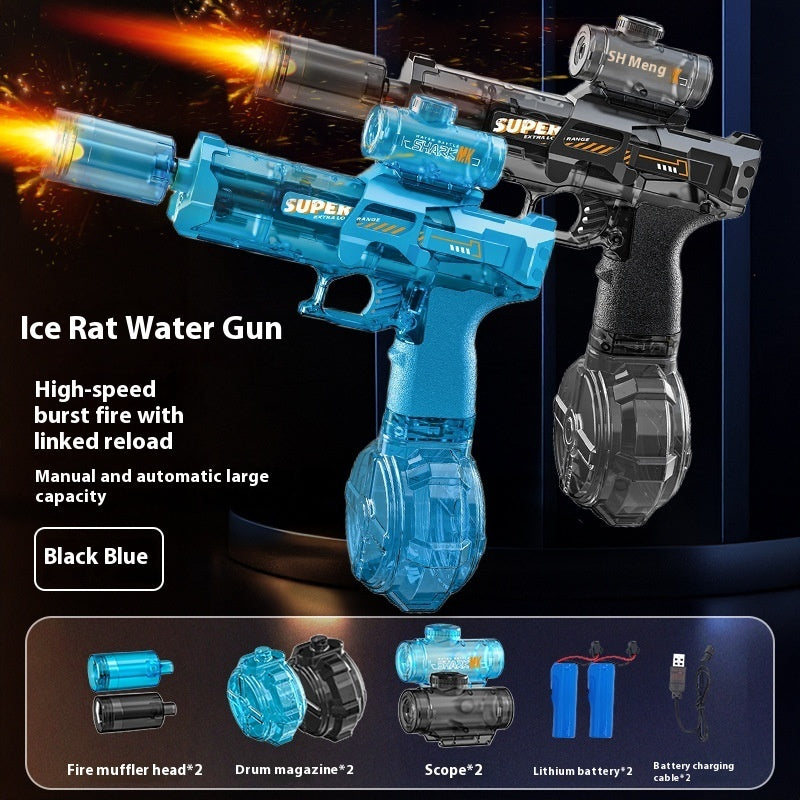 LED Lights Electric Water Guns Children Simulated Shooting Recoil Powerful Automatic Water Spray Gun Kids Summer Outdoor Toys - Zalixer