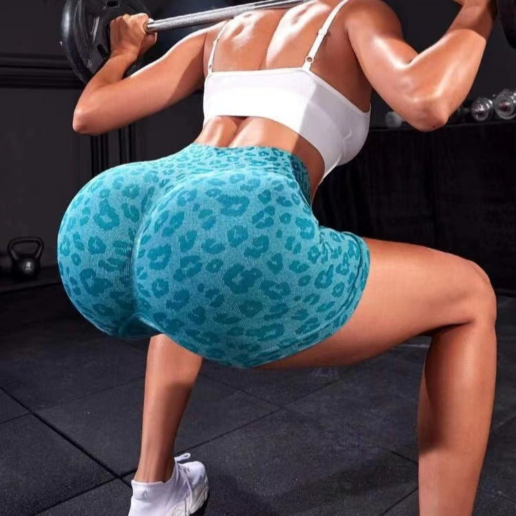 High Waist Leopard-print Shorts Fitness Yoga Shorts - Zalixer
