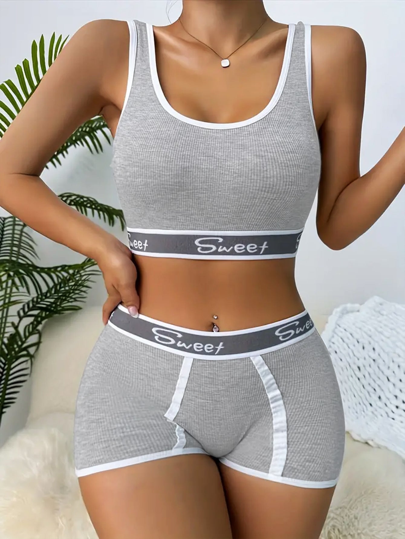 Workout Underwear Cotton Wide-brimmed Letters Sports Underwear Suit - Zalixer
