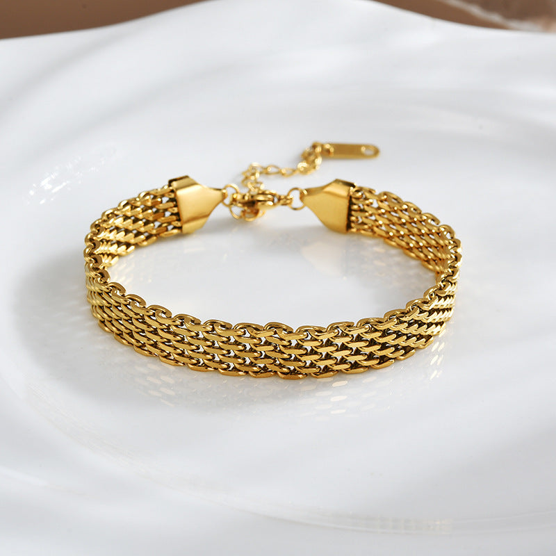 Women's Chain Bracelet Business Casual Golden Silver Metal Bracelet Jewelry - Zalixer