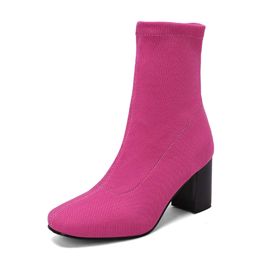 Womens Colorful Stretch Fabric Ankle Boots - Zalixer