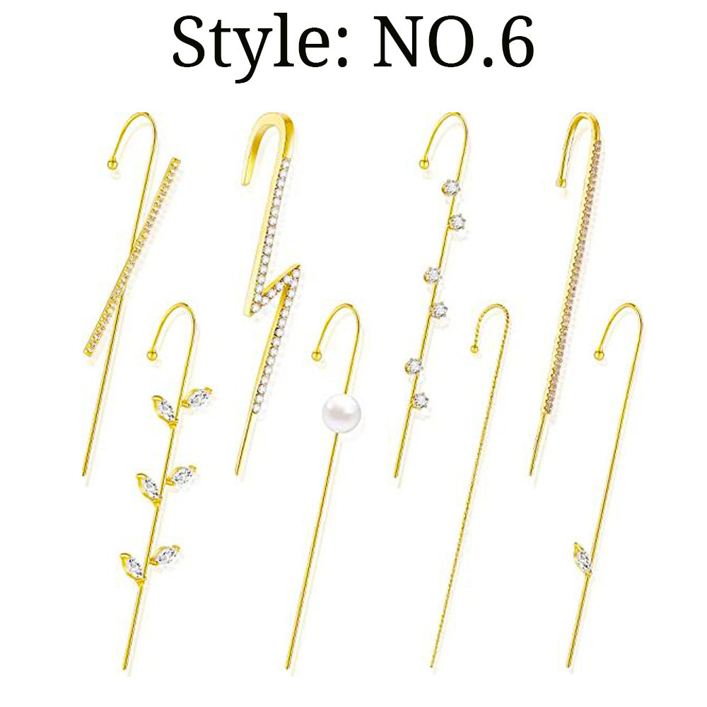 Zircon Earrings Slash Lightning Piercing Stud