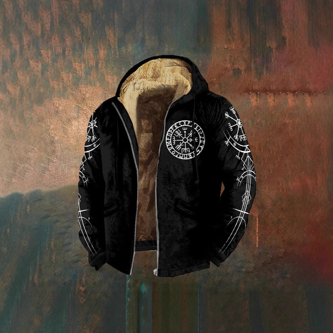 3D Digitalprint Mens Fashion Vintage Hooded Zipup Jacket