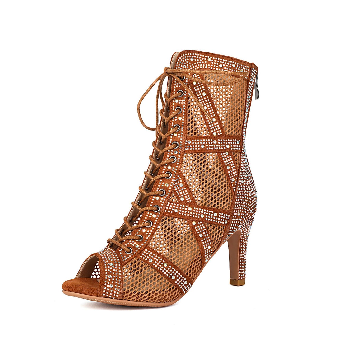 Womens Sparkling Rhinestone Heat-Transfer Mesh High Heels - Zalixer