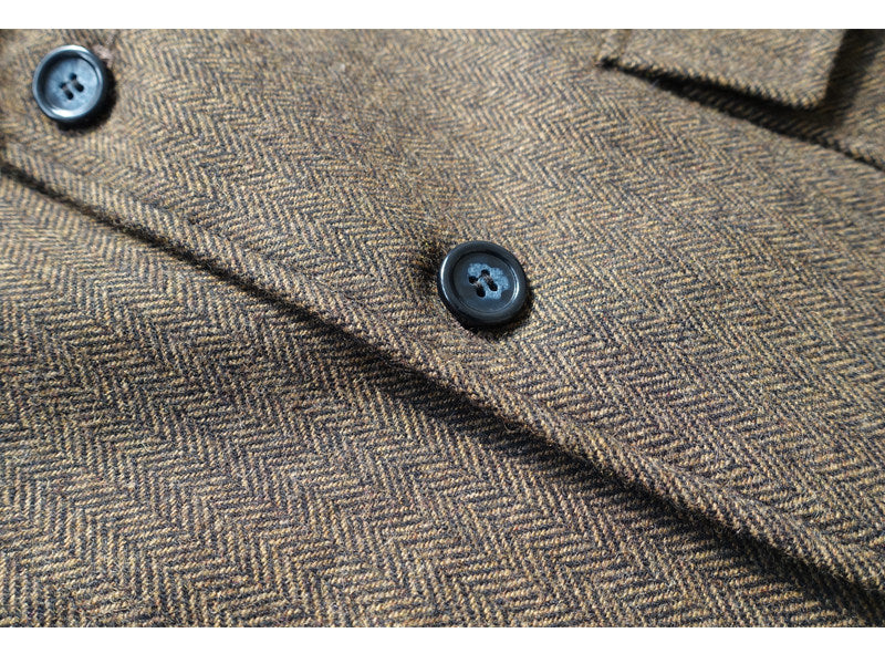 American-style Vintage Herringbone Tweed Heavyweight Wool Work Jacket