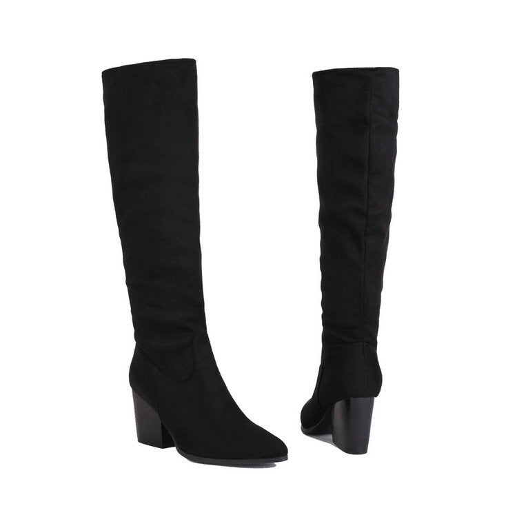 Womens Versatile Suede High-Top Boots - Zalixer