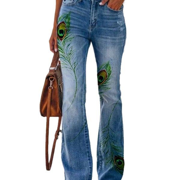 Womens Casual 3D patterned Jeans - Zalixer