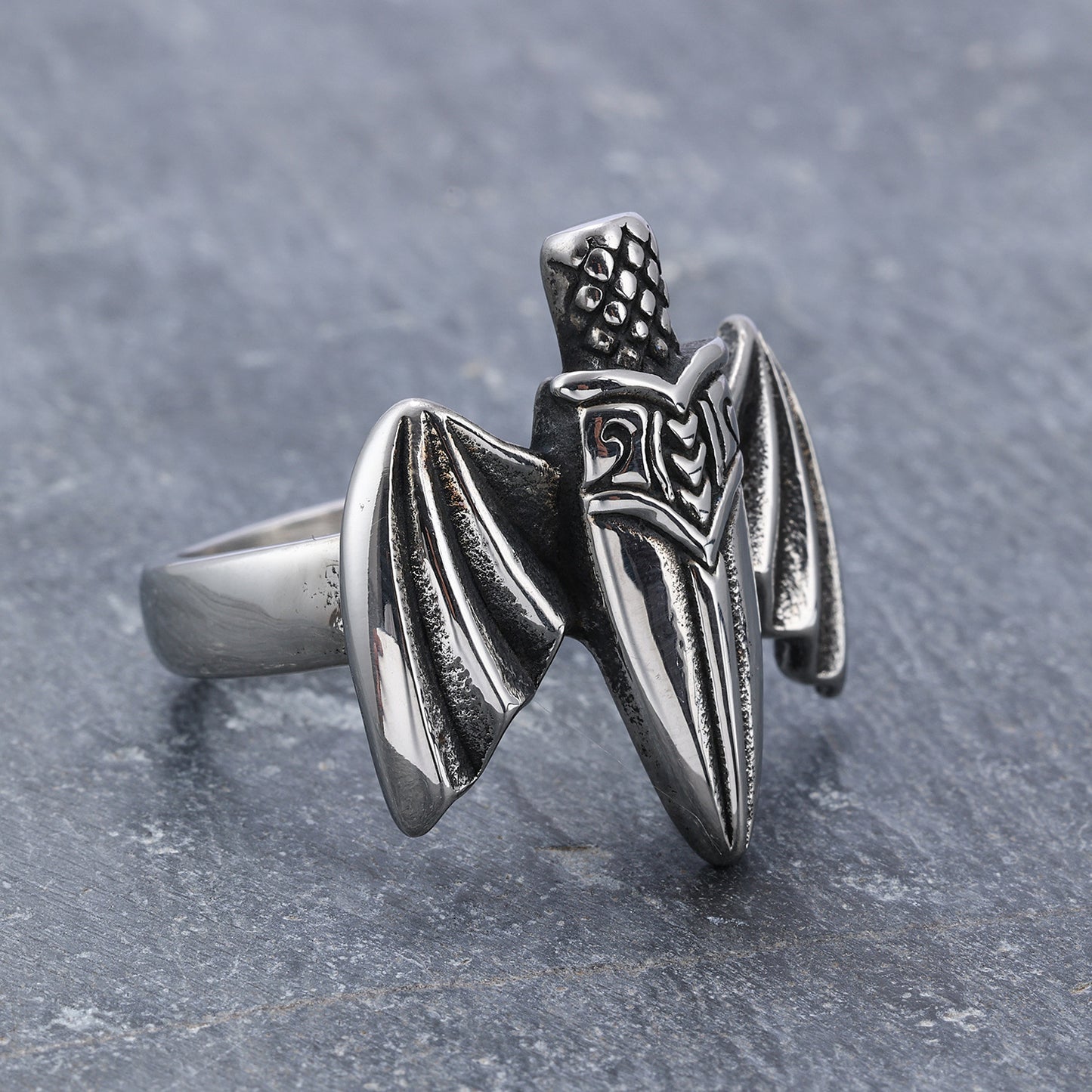 Creative Bat Wing Sword Titanium Steel Ring
